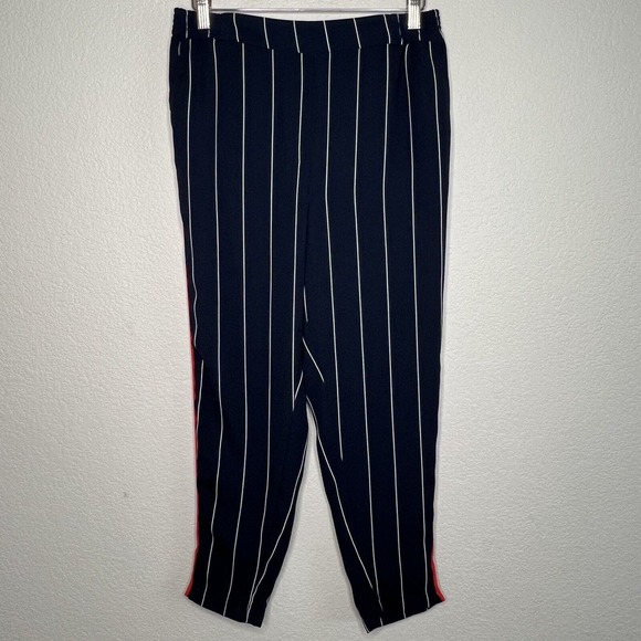 ANTHROPOLOGIE Ett:Twa Piped & Striped Pants Navy White Stripes Red Small Ad6 - Picture 3 of 7
